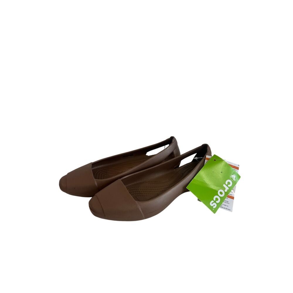 Crocs NWT Sienna Flats Slingback Ballet Slip On Sz 7 Brown Sandals